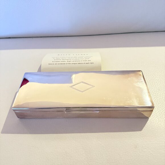 NEW RALPH LAUREN CHERRINGTON SILVERPLATE OBLONG THIN BOX - Picture 3 of 12